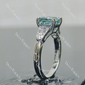 Radiant art deco side stones moissanite engagement ring side view| Doveggs