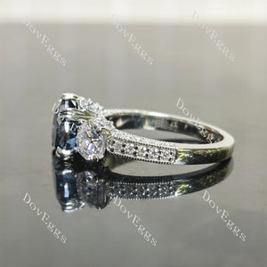 Heart octagon pave engagement ring|Doveggs