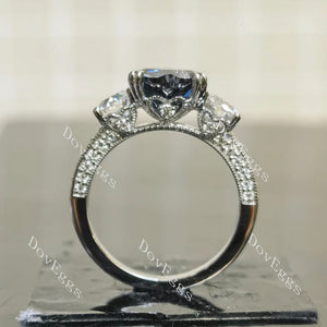 Three stones pave vintage lab diamond engagement ring only semi-mount only(Exclusively to DovEggs Stones)