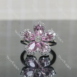 Pear round floral art deco colored gem engagement ring|Doveggs