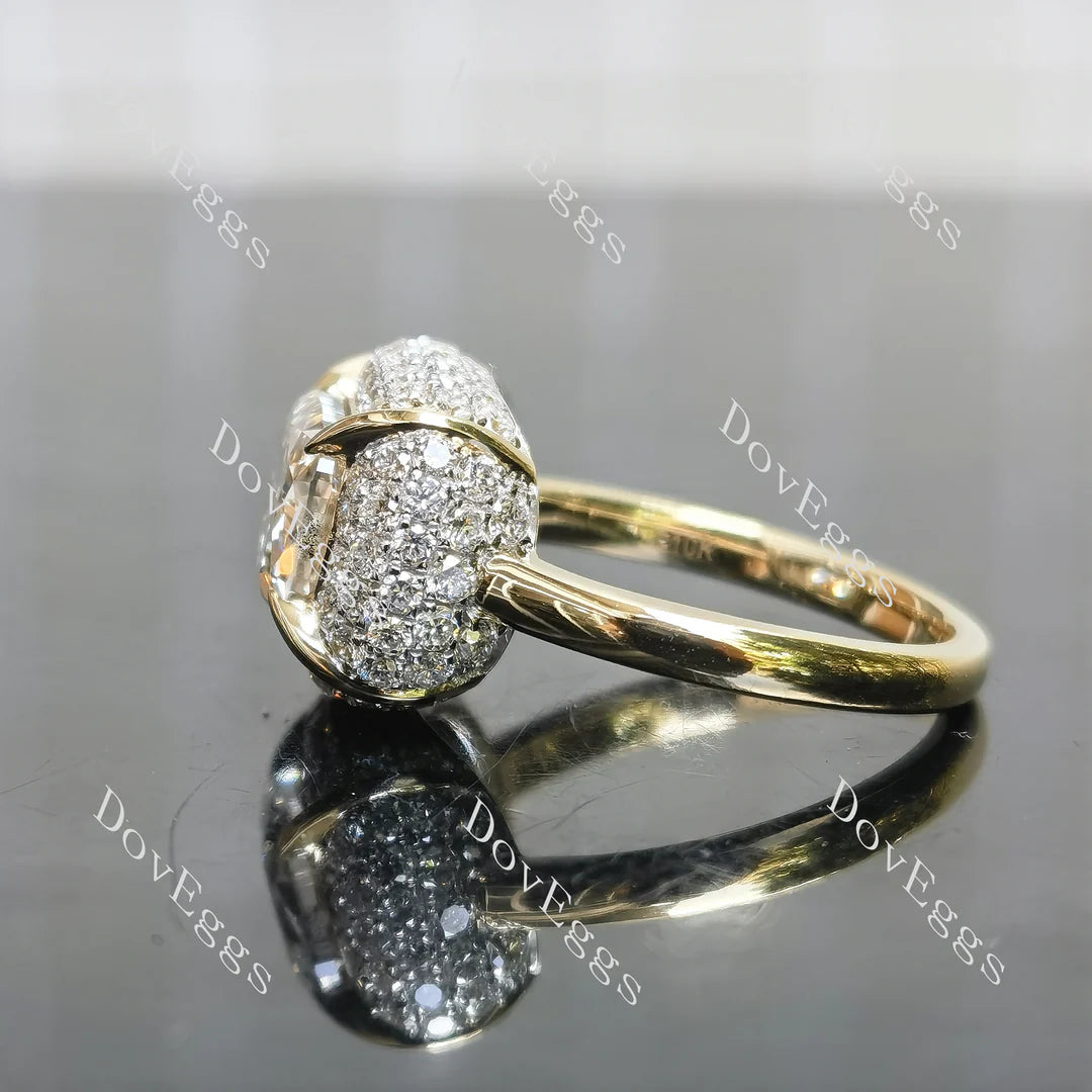 Lab Diamond Ring with Custom Accents (Moissanite/LGD/Gemstone) in 10K/14K/18K Gold or Platinum | DovEggs