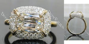 Cushion multi layer halo moissanite engagement ring main view| DovEggs