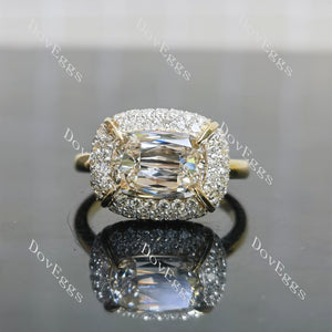 Cushion multi layer halo moissanite two tone engagement ring| DovEggs