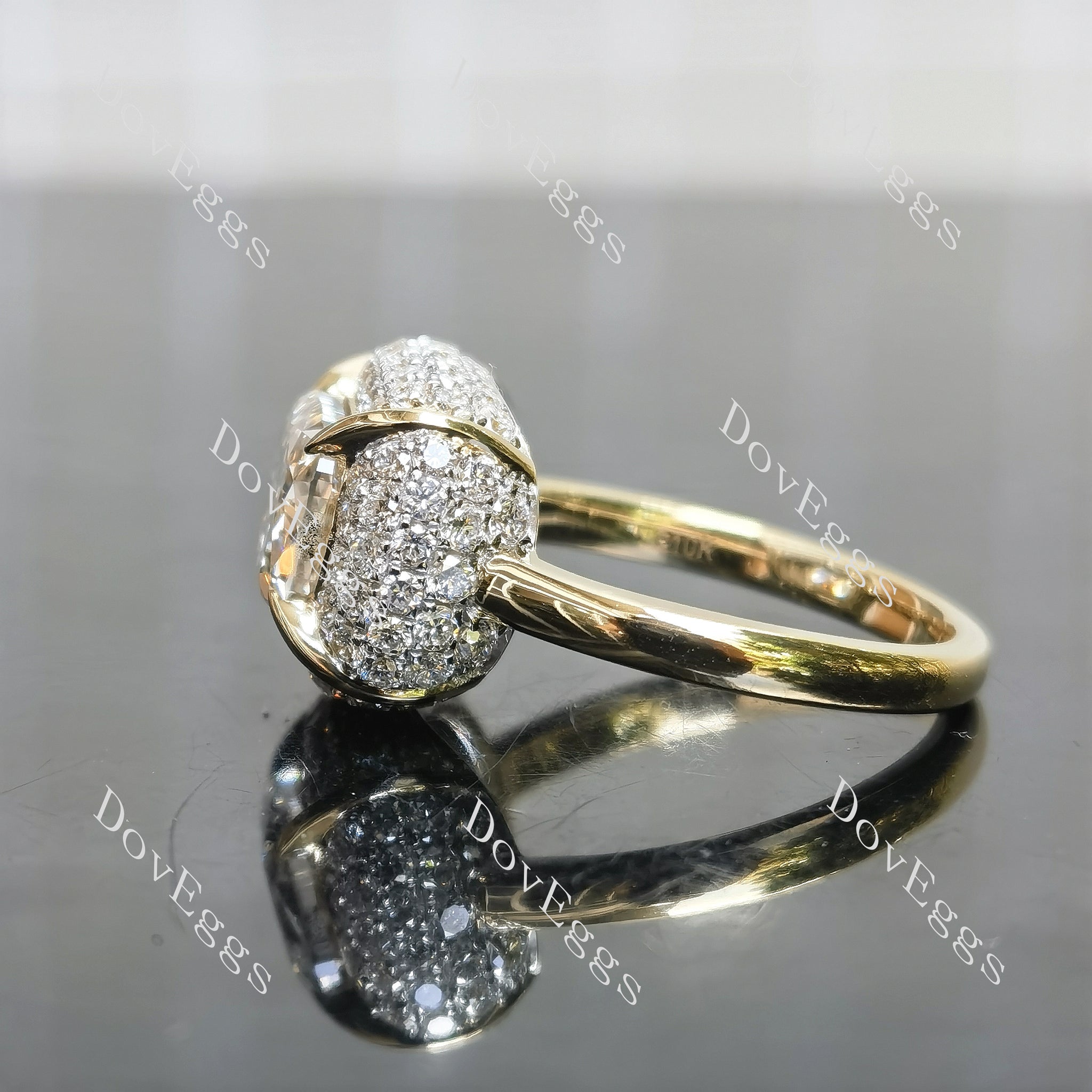 Multi layer halo shinning moissanite engagement ring| DovEggs