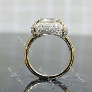 Vintage multi layer halo moissanite two tone engagement ring| DovEggs