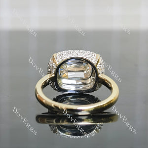 Cushion multi layer halo moissanite engagement ring bottom view| DovEggs