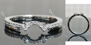 Round princess pave vintage moissanite wedding band main view|Doveggs