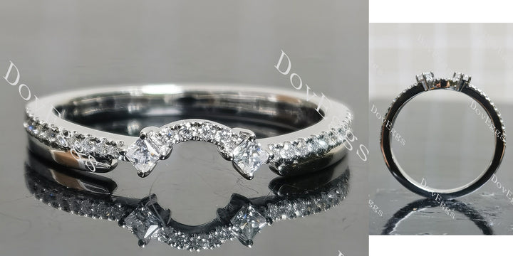 Round princess pave vintage moissanite wedding band main view|Doveggs