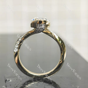 Oval vintage twisted ring arm moissanite  or lad diamond engagement ring| DovEggs