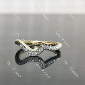 Round pave moissanite or lab diamond wedding band| DovEggs