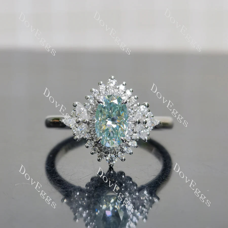 Lab Diamond Ring with 1.5×3mm Marquise & ≤2.8mm Round Accents (Moissanite/LGD/Gem) in 10K/14K/18K Gold or Platinum | DovEggs