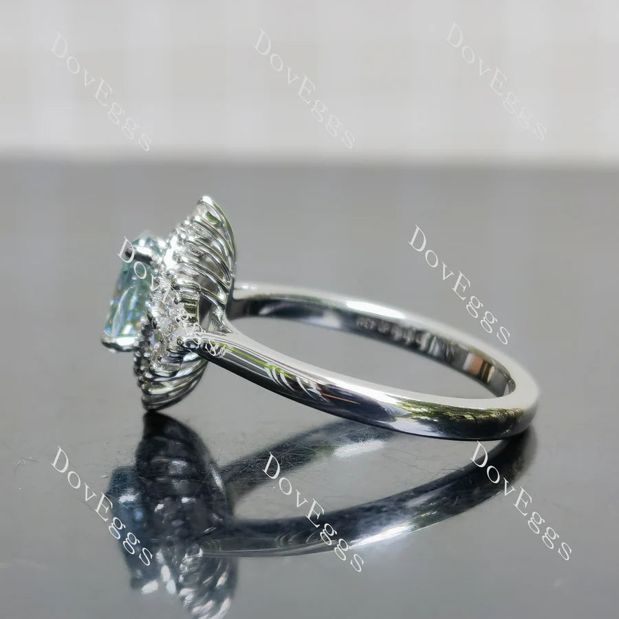 Lab Diamond Ring with 1.5×3mm Marquise & ≤2.8mm Round Accents (Moissanite/LGD/Gem) in 10K/14K/18K Gold or Platinum | DovEggs
