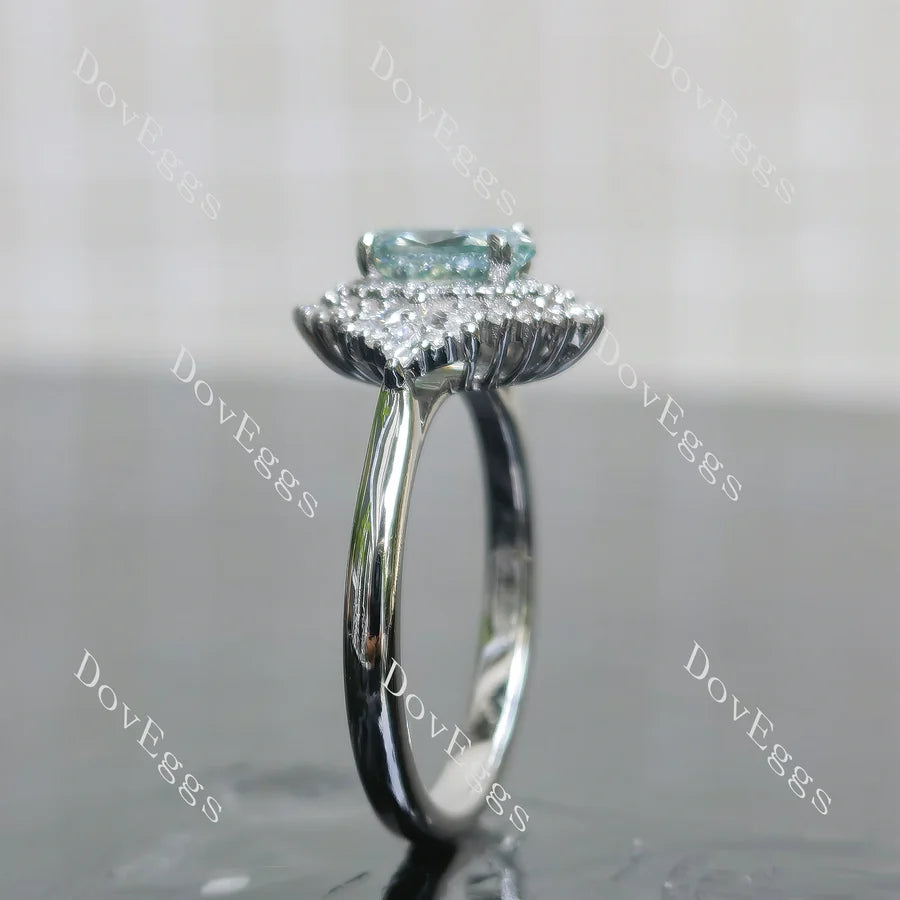 Lab Diamond Ring with 1.5×3mm Marquise & ≤2.8mm Round Accents (Moissanite/LGD/Gem) in 10K/14K/18K Gold or Platinum | DovEggs