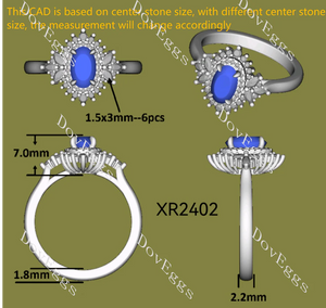 Lab Diamond Ring with 1.5×3mm Marquise & ≤2.8mm Round Accents (Moissanite/LGD/Gem) in 10K/14K/18K Gold or Platinum | DovEggs