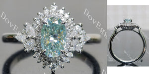 Oval halo side stones colored moissanite engagement ring main view| Doveggs