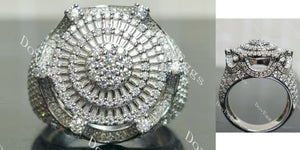 Round hip hop pave halo moissanite wedding band/Men's ring main view| Doveggs