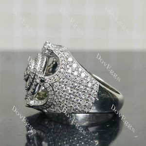 Pave stones sterling silver moissanite engagement ring| Doveggs
