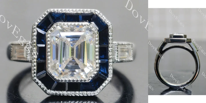 Lab Diamond Ring with Baguette Accents (Moissanite/LGD/Gem) in 10K/14K/18K Gold or Platinum | DovEggs