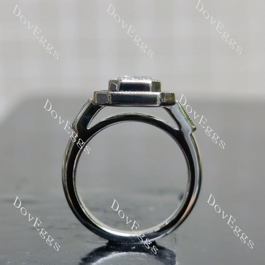 Lab Diamond Ring with Baguette Accents (Moissanite/LGD/Gem) in 10K/14K/18K Gold or Platinum | DovEggs