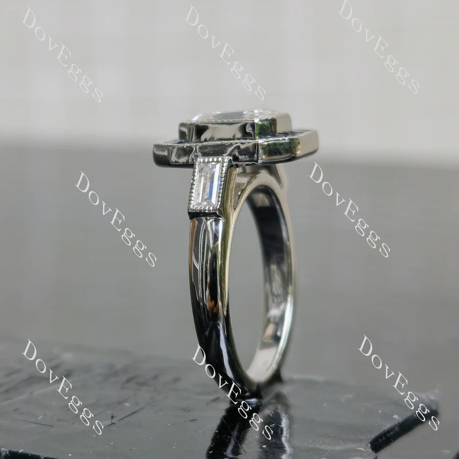 Lab Diamond Ring with Baguette Accents (Moissanite/LGD/Gem) in 10K/14K/18K Gold or Platinum | DovEggs