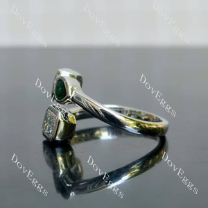 Emerald pear bezel sterling silver moissanite engagement rings| Doveggs