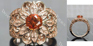 Round floral vintage colored gem engagement ring main view|Doveggs