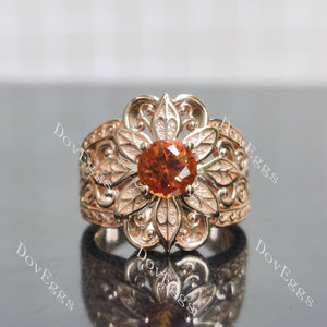 Round floral vintage colored gem engagement ring|Doveggs