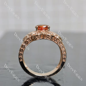 Carving vintage solitaire stone engagement ring|Doveggs