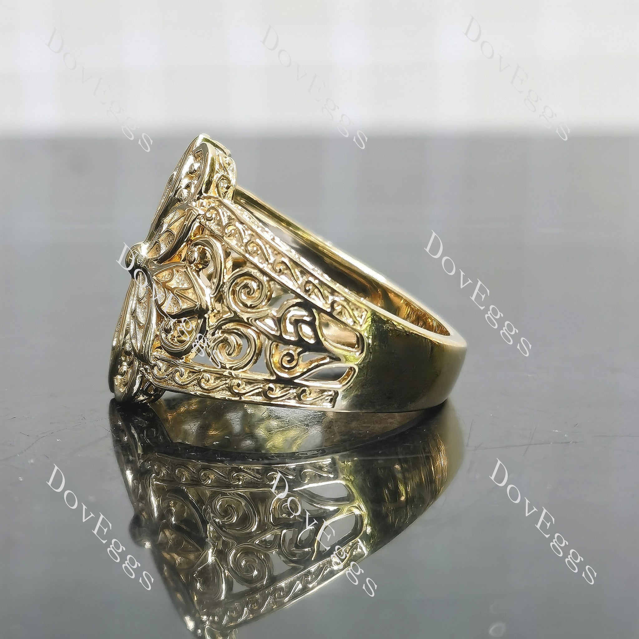 Carving plain band engagement ring|Doveggs