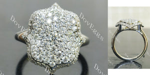 Round lotus art deco moissanite/lab grown diamond engagement ring main view| Doveggs