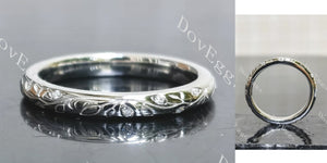 Round brilliant earth verdure engraved full eternity moissanite wedding band main view|Doveggs