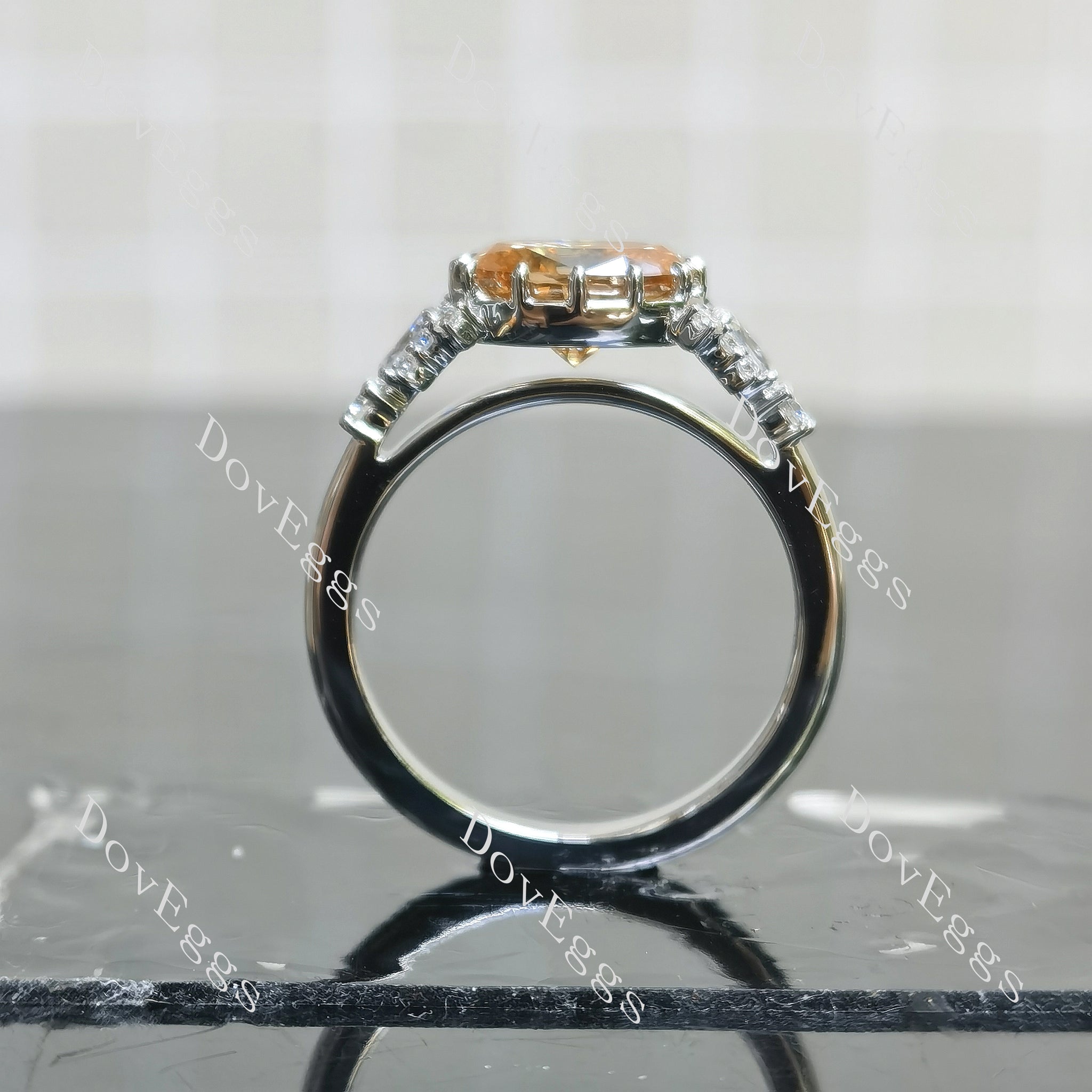 Champagne colored moissanite engagement rings|DovEggs