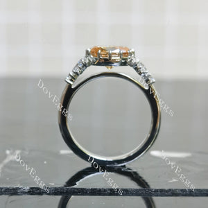 Champagne colored moissanite engagement rings|DovEggs