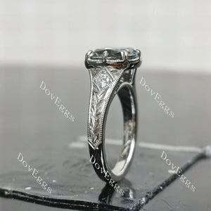 Carved pave vintage lab diamond engagement ring only semi-mount only(Exclusively to DovEggs Stones)