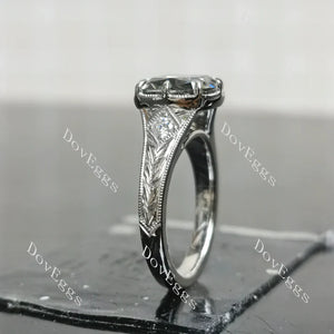 Carved Pave Vintage Lab Diamond Ring in Gold or Platinum | DovEggs Exclusive