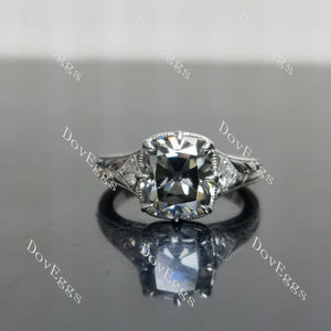 Doveggs Old Mine Cut elongated cushion stardust grey moissanite engagement ring
