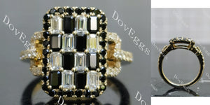 Emerald round stunning pave halo moissanite/colored gem engagement ring main view| Doveggs