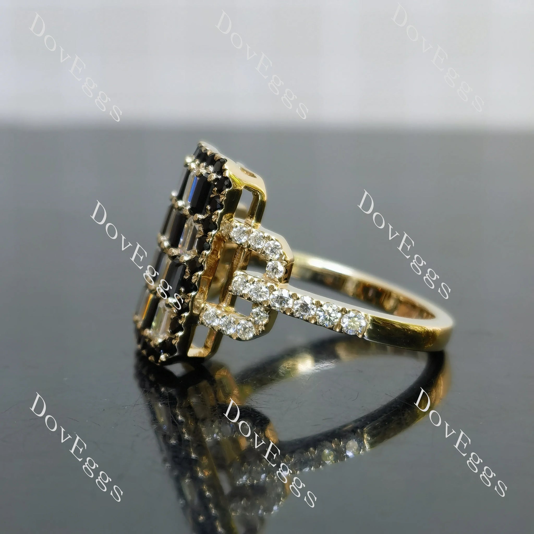 Round moissanite or lab grown diamond stones pave engagement ring| Doveggs