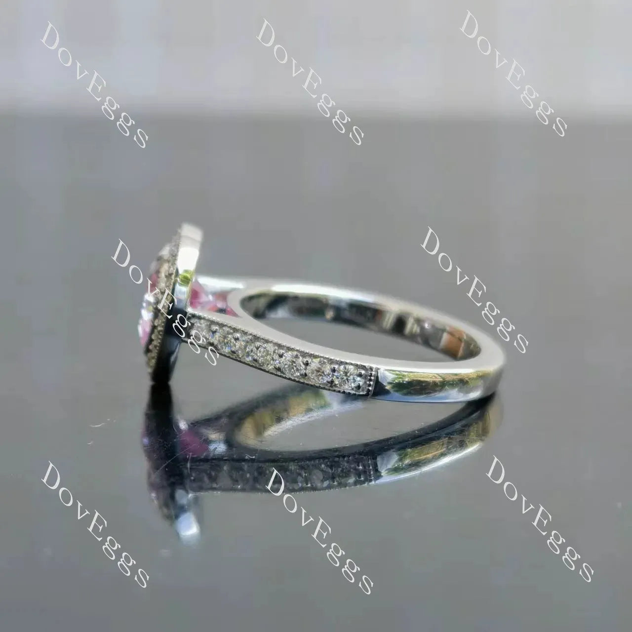 Pave stones colored gem engagement ring| DovEggs