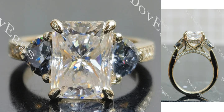 Three Stone Pave Setting Ethical Lab Diamond Semi-Mount Engagement Ring | DovEggs