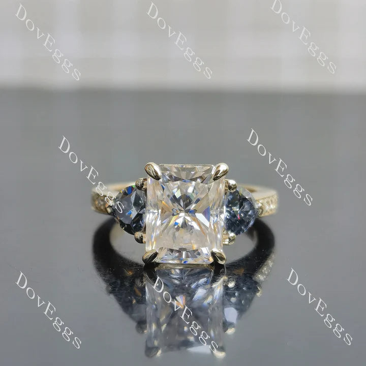 Three Stone Pave Setting Ethical Lab Diamond Semi-Mount Engagement Ring | DovEggs