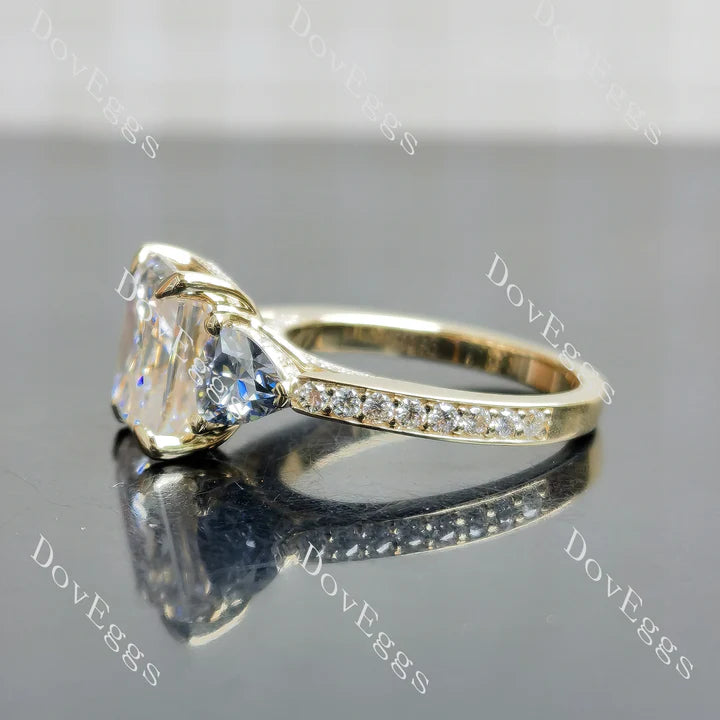 Three Stone Pave Setting Ethical Lab Diamond Semi-Mount Engagement Ring | DovEggs