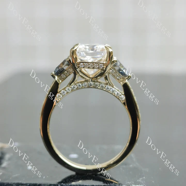 Three Stone Pave Setting Ethical Lab Diamond Semi-Mount Engagement Ring | DovEggs