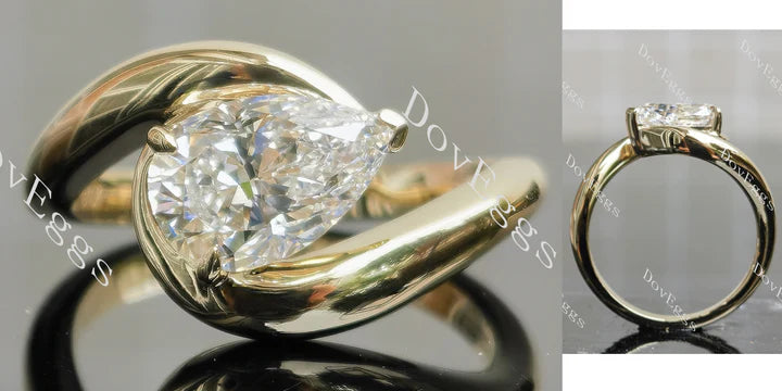 Solitaire ethical lab diamonds engagement ring setting with round accents | DovEggs