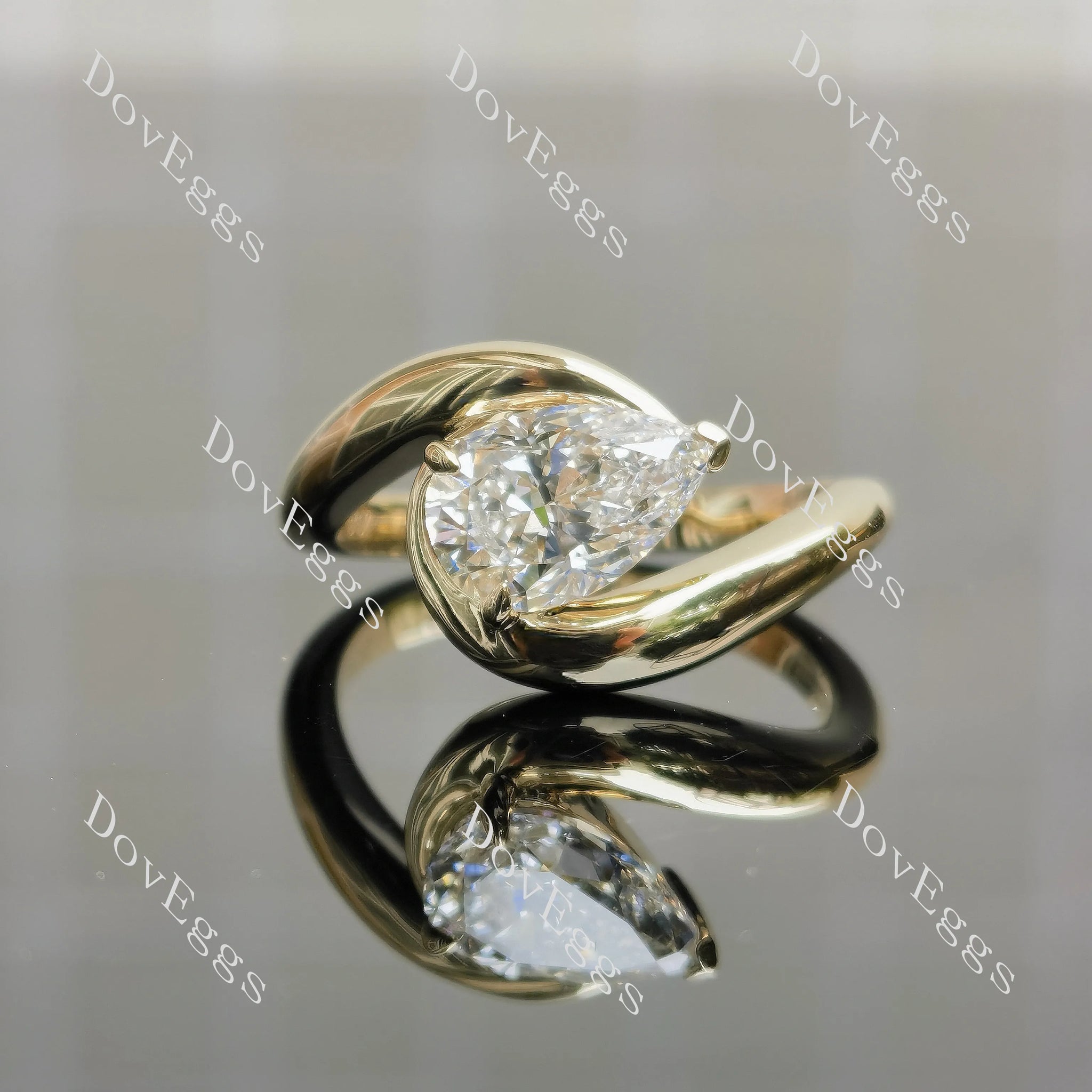Pear solitaire moissanite engagement ring| Doveggs
