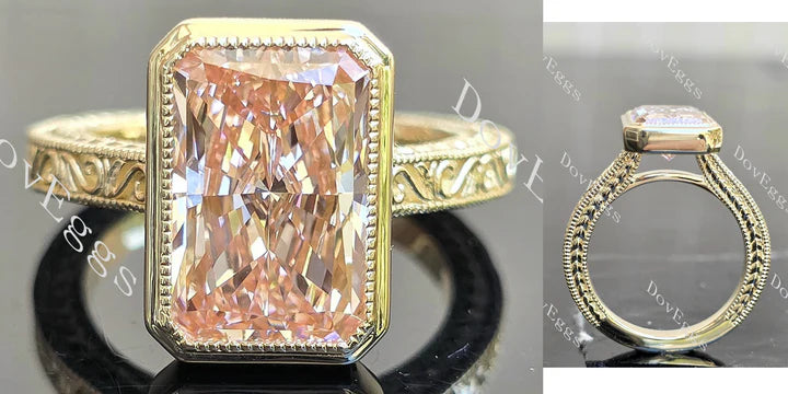 Carved bezel solitaire ethical lab diamond engagement ring only semi-mount only(Exclusively to DovEggs Stones) - DovEggs-Seattle