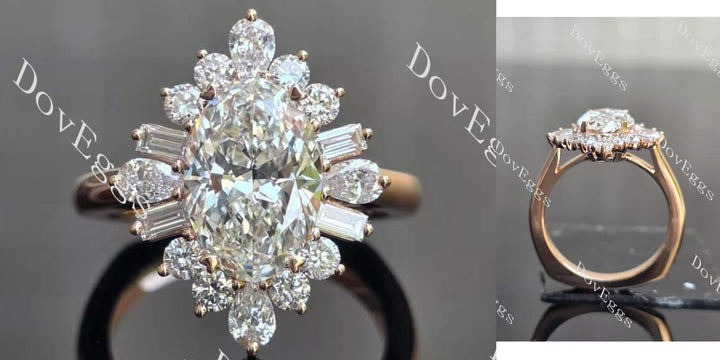 Best place to buy lab grown diamonds: Floral vintage halo ethical lab diamond ring with moissanite accents. | DovEggs