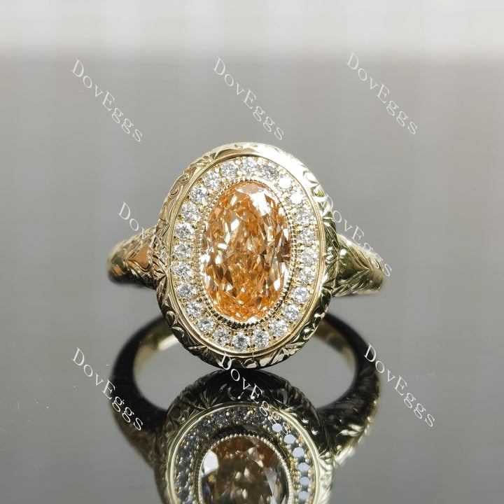 Halo carved shank engagement ring semi-mount only(Exclusively to DovEggs Stones)