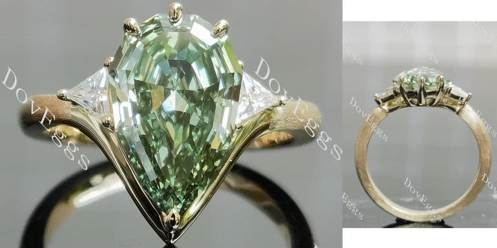 Pear Fancy Green Lab diamonds ethical: Brilliant Pave ethical lab diamond Engagement Ring. Maximum sparkle in gold/platinum. | DovEggs