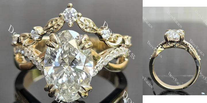 Custom Pave vine & leaf ethical lab diamond ring with nature-inspired design. | DovEggs